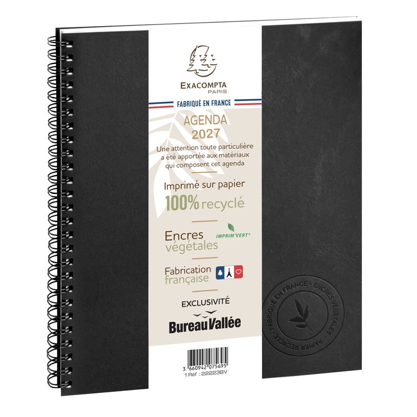 3660942075695-Agenda de bureau spiralé Green recyclé Eurotime 22S - 1 semaine sur 2 pages - 18 x 22 cm - exclusivité Bureau Va--0