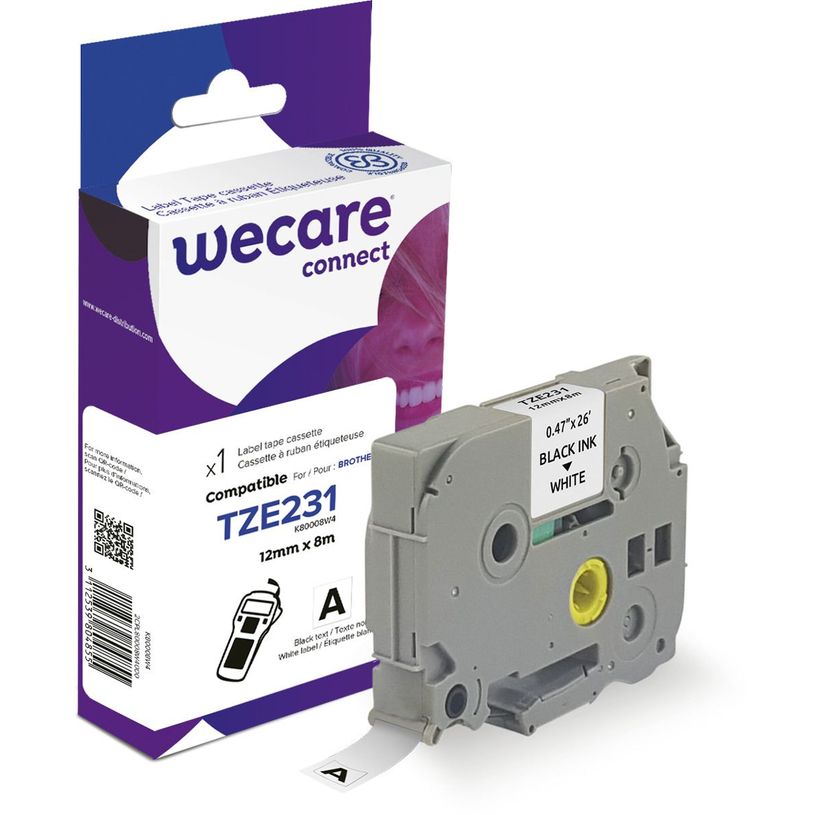 3112539804855-WECARE - Ruban d'étiquettes auto-adhésives pour Brother TZe231 - 1 rouleau (12 mm x 8 m)-P_400014015_1-0