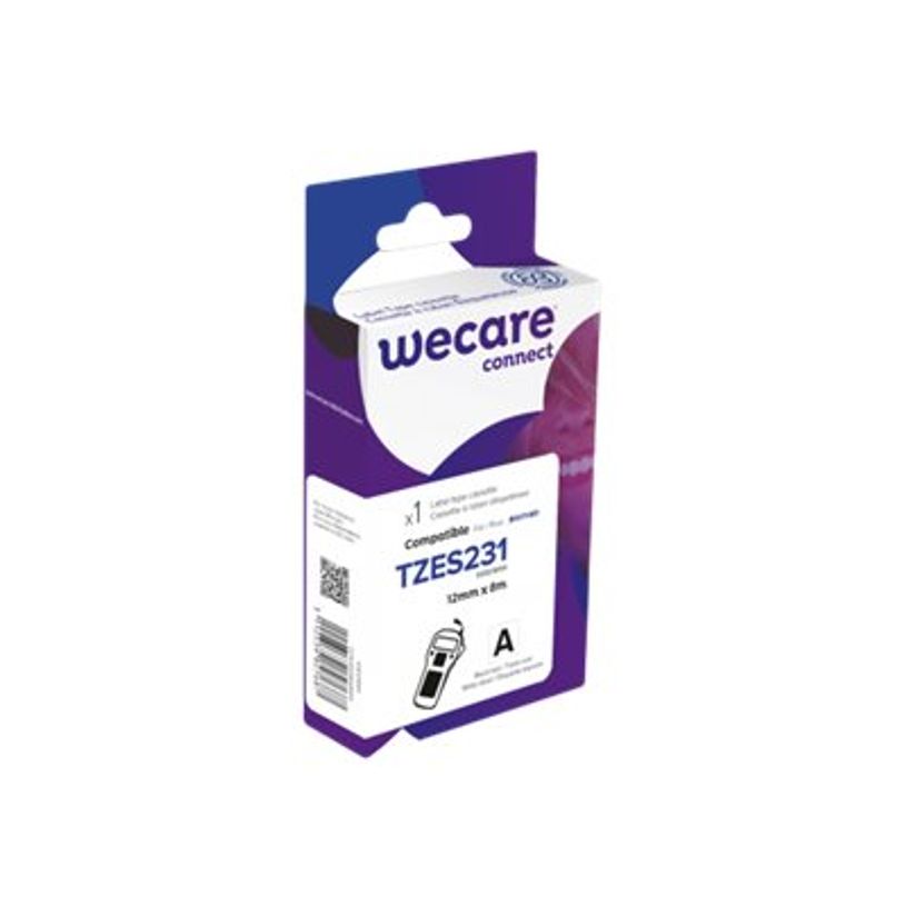 3112539827687-Wecare ruban d'étiquette compatible Brother TZE231 - 1 rouleau (1,2 cm x 8 m) - fond blan-P_400014017_1-0