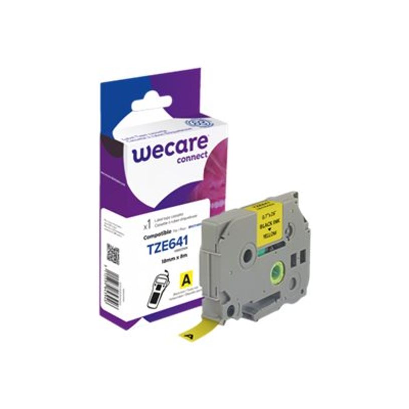 3112539843946-Wecare - Ruban d'étiquettes compatible Brother TZE641 - 1 rouleau (1,8 cm x 8 m) - fond j-P_400014023_1-0