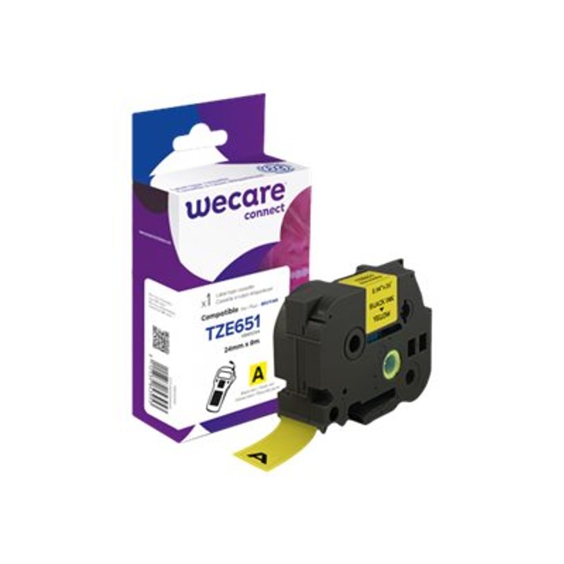 3112539843953-Wecare - Ruban d'étiquettes compatible Brother TZE651 - 1 rouleau (2,4 cm x 8 m) - fond j-P_400014027_1-0