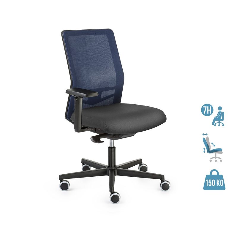 0404000142119-Fauteuil de bureau EQUIS - accoudoirs en option - dossier bleu siège noir-P_400014211_1-0