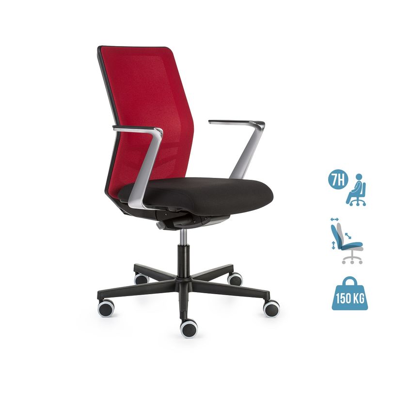 0404000142133-Fauteuil de bureau EQUIS - accoudoirs en option - dossier rouge siège noir-P_400014213_1-0