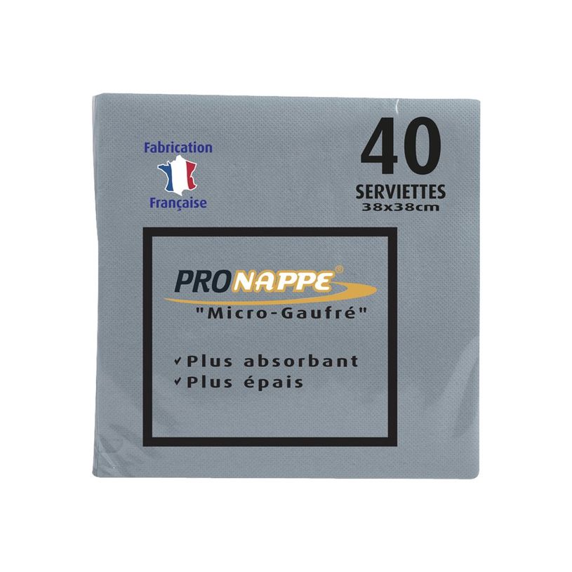 3281518638306-Pronappe - Serviette - Taille 38 x 38 cm - jetable - gris (pack de 40)-P_400014449_1-0