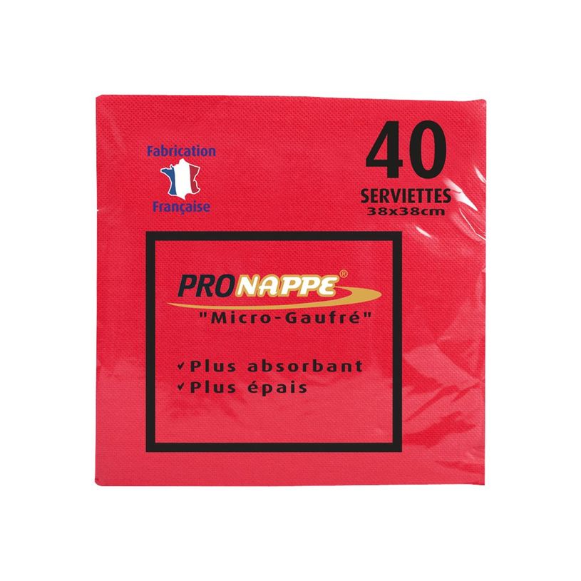 3281518638092-Pronappe - Serviette - Taille 38 x 38 cm - jetable - rouge (pack de 40)-P_400014450_1-0