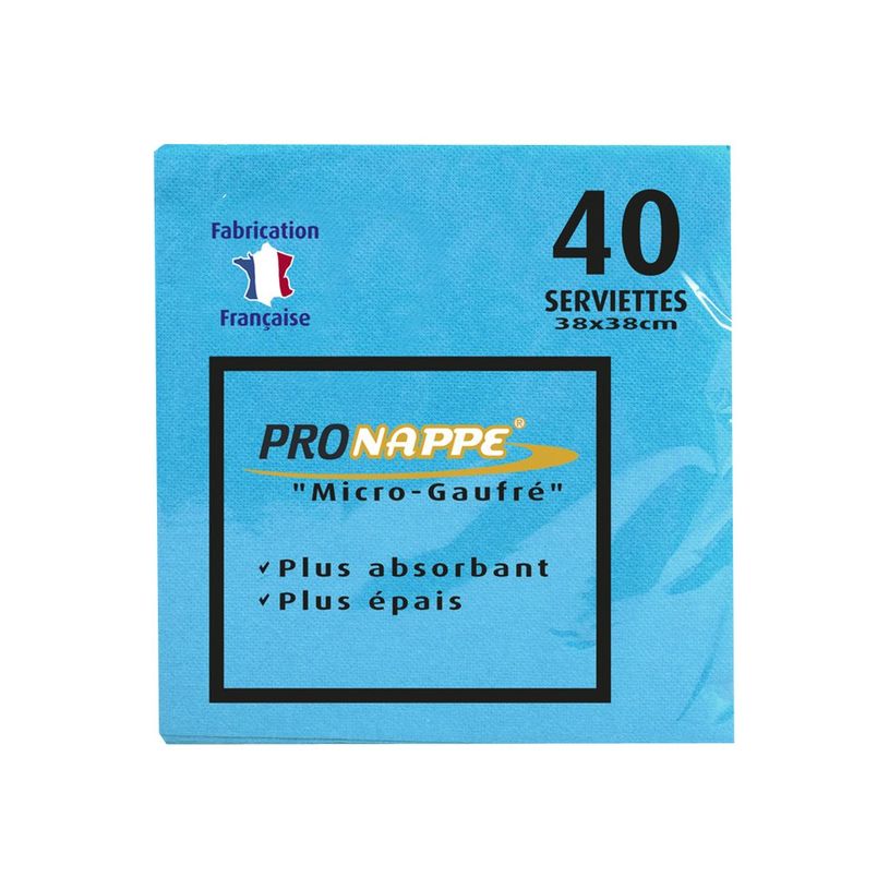 3281518638283-Pronappe - Serviette - Taille 38 x 38 cm - jetable - turquoise (pack de 40)-P_400014451_1-0