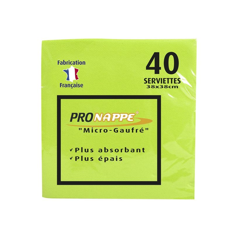 3281518638313-Pronappe - Serviette - Taille 38 x 38 cm - jetable - vert kiwi (pack de 40)-P_400014452_1-0