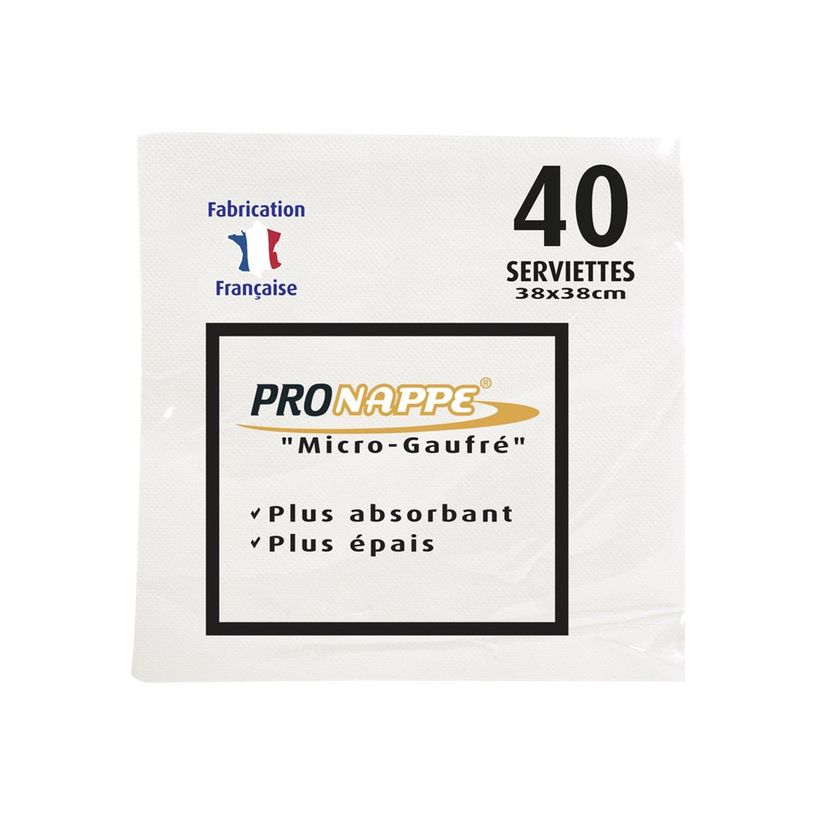 3281518638016-Pronappe - Serviette - Taille 38 x 38 cm - jetable - blanc (pack de 40)-P_400014453_1-0