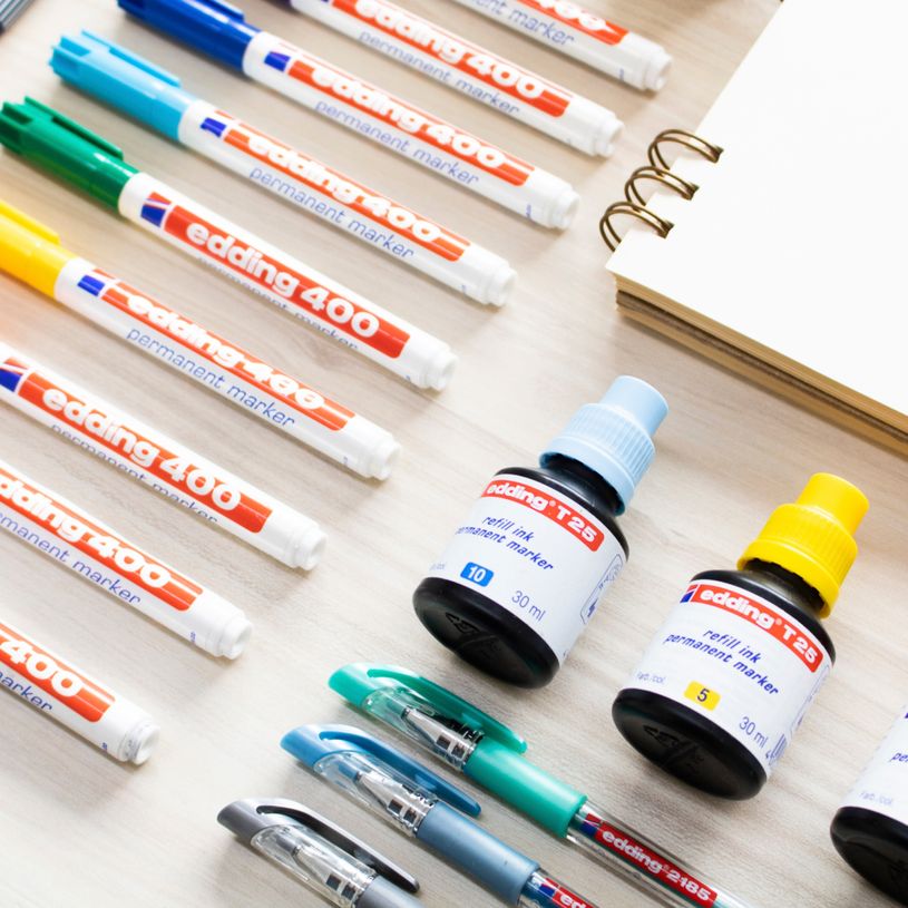 4004764023868-edding - Recharge d'encre pour Marqueurs Permanents e-T25 Noir - Flacon 30 ml--4