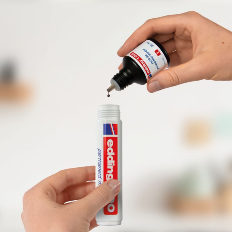 4004764023875-Edding - Recharge d'encre pour Marqueurs Permanents e-T25 Rouge - Flacon 25 ml--1