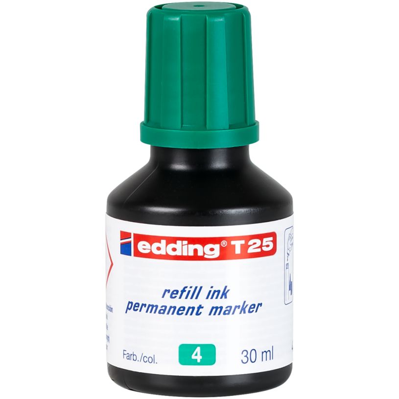 4004764023899-Edding - Recharge d'encre pour Marqueurs Permanents e-T25 Vert - Flacon 25 ml--0