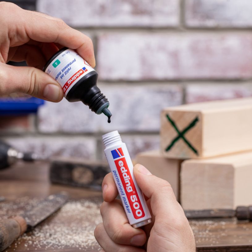 4004764023899-Edding - Recharge d'encre pour Marqueurs Permanents e-T25 Vert - Flacon 25 ml--1