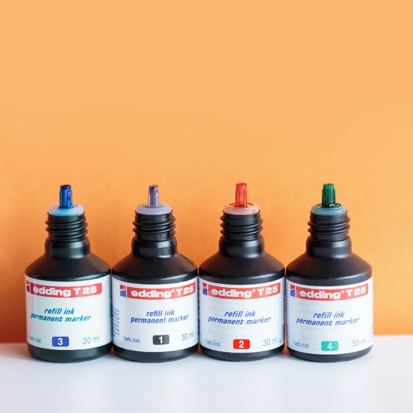 4004764023899-Edding - Recharge d'encre pour Marqueurs Permanents e-T25 Vert - Flacon 25 ml--3