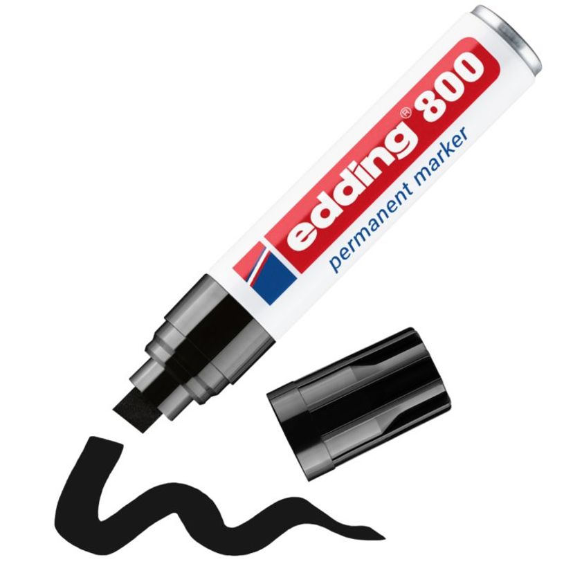 4004764060412-edding - Blister de 1 Marqueur Permanent en Aluminium recyclé e-800XL Noir - Pointe Extra Large 4-12 m--1