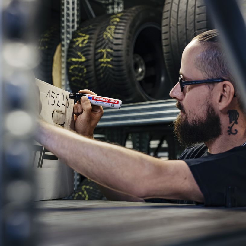 4004764060412-Edding - Blister de 1 Marqueur Permanent en Aluminium recyclé e-800XL Noir - Pointe Extra Large 4-12 m--3