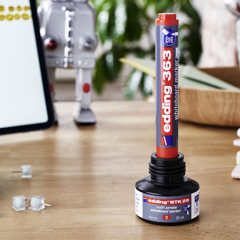 4004764780150-Edding - Recharge d'encre pour Marqueurs pour tableaux blancs e-BTK25 Rouge - Flacon 25 ml--2
