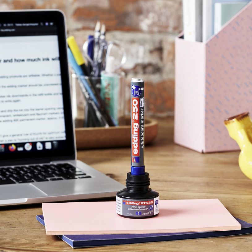 4004764780181-Edding - Recharge d'encre pour Marqueurs pour tableaux blancs e-BTK25 Bleu - Flacon 25 ml--2
