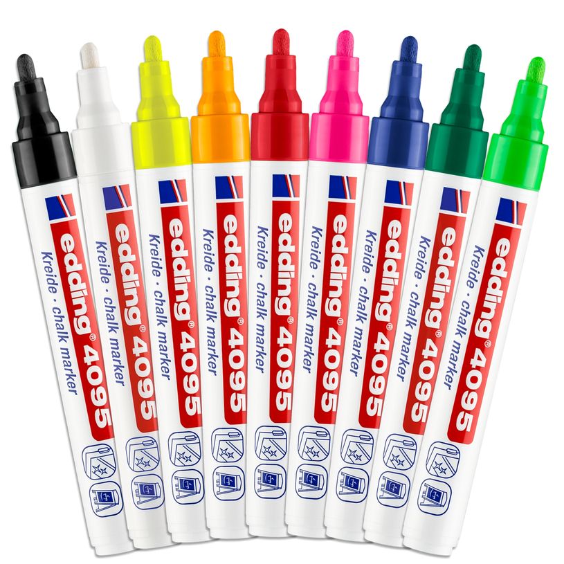 4004764788125-Edding - Marqueur craie liquide e-4095 Blanc - Pointe Ogive 2-3 mm--5