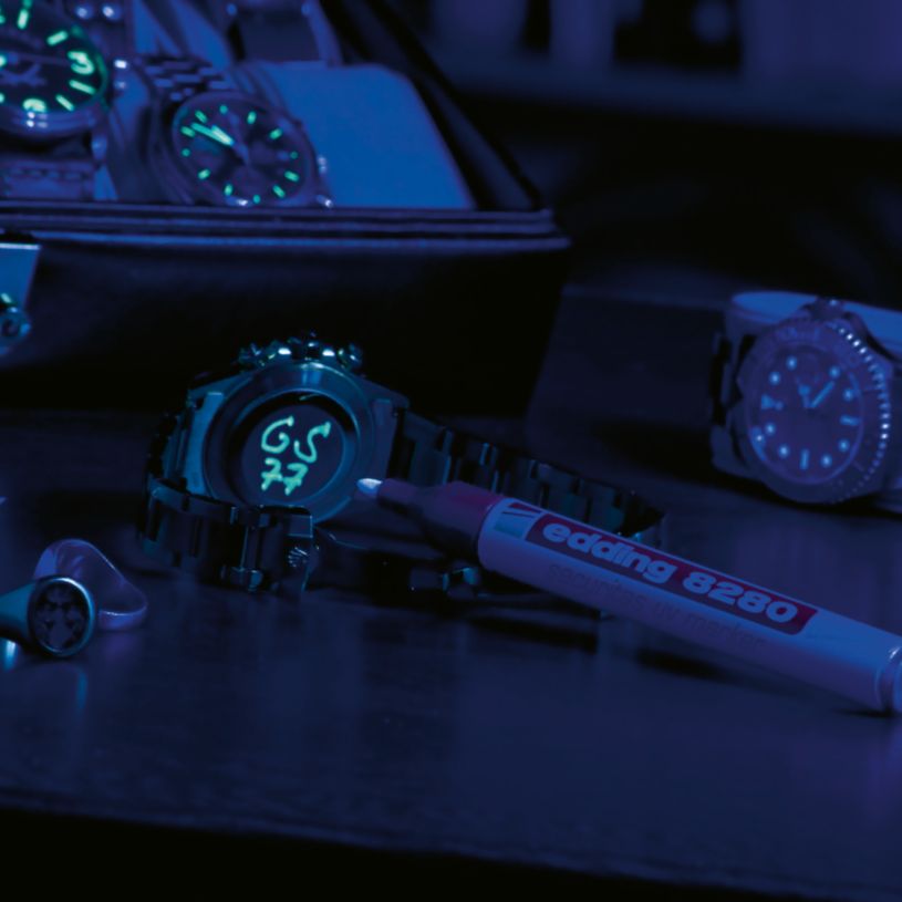 4004764859566-Edding - Blister de 1 Marqueur à encre UV en Aluminium recyclé e-8280 Transparent - Pointe Ogive 1,5---3