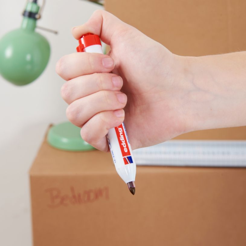 4004764875801-Edding - Blister de 1 Marqueur Permanent Retractable e-11 Rouge - Pointe Ogive 1,5-3 mm--3