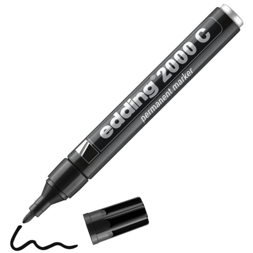 4004764878406-edding - Marqueur Permanent en Aluminium recyclé e-2000C Noir - Pointe Ogive 1,5-3 mm--1