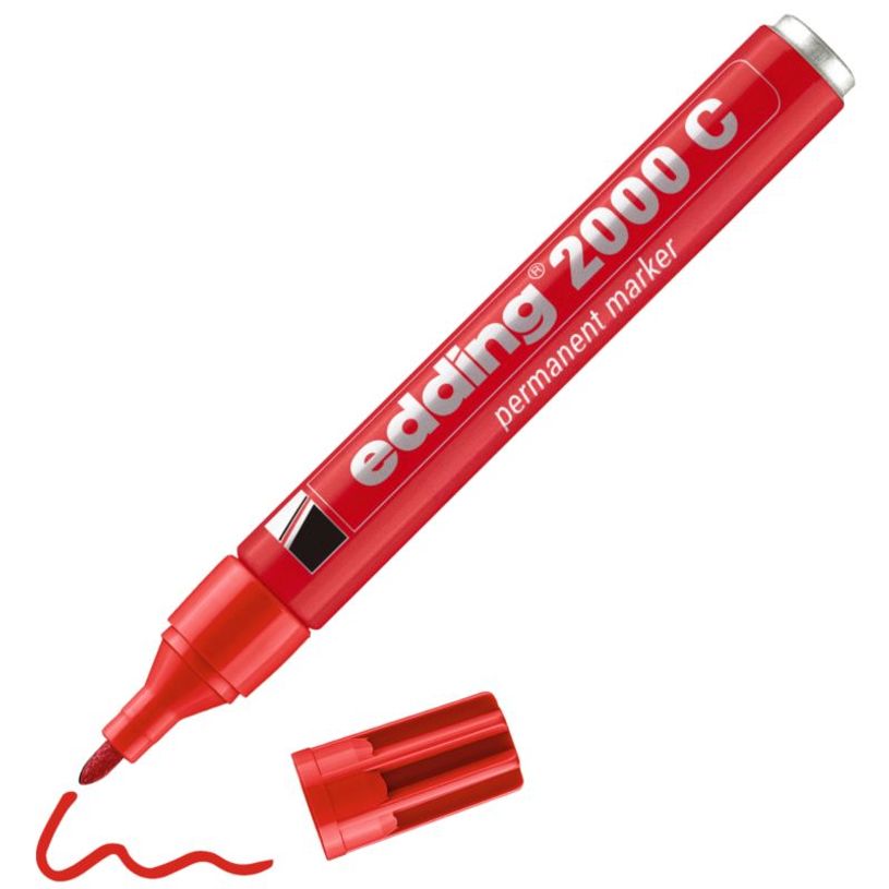 4004764878437-edding - Marqueur Permanent en Aluminium recyclé e-2000C Rouge - Pointe Ogive 1,5-3 mm--1