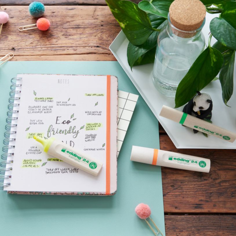 4004764917723-Edding - Set de 4 Surligneurs EcoLine en Plastique recyclé e-24 Assortis - Pointe Biseautée 2-5 mm--5