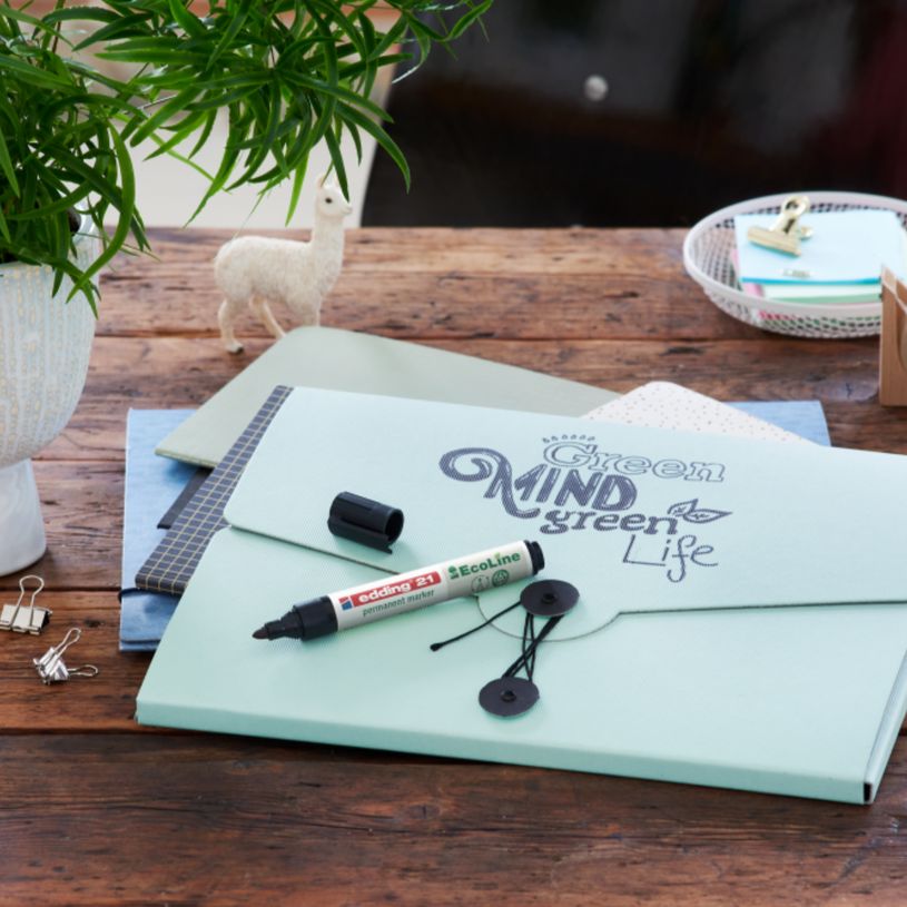 4004764917907-Edding - Set de 4 Marqueurs Permanents EcoLine en Plastique recyclé e-21 - Pointe Ogive 1,5-3mm--4