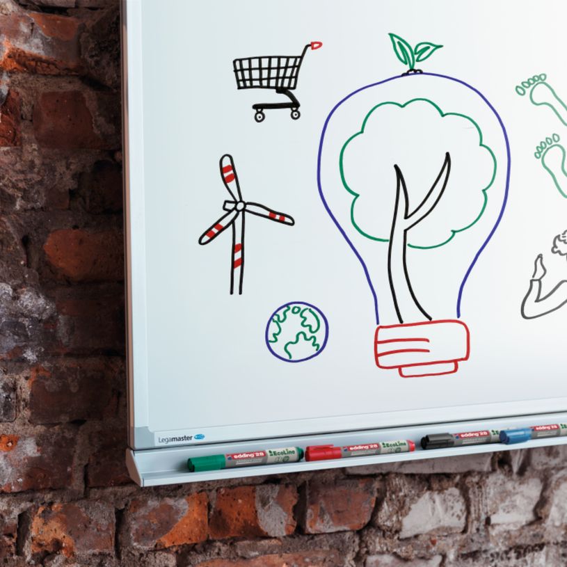 4004764934232-Edding - Set de 4 Marqueurs tableaux blancs EcoLine en Plastique recyclé e-28 - Pointe Ogive 1,5-3 mm--2