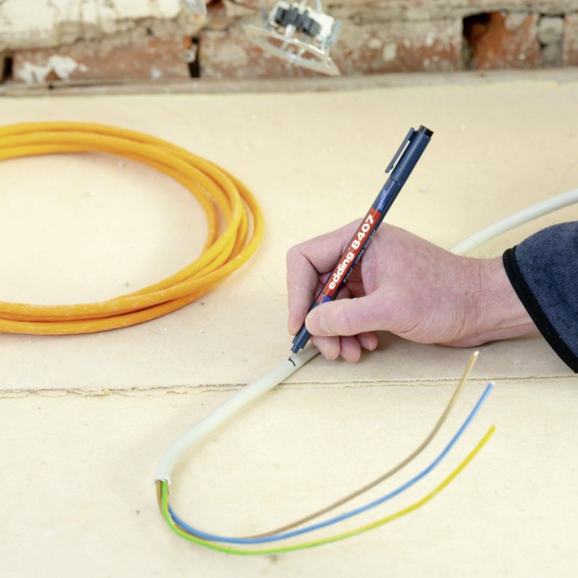 4004764937400-Edding - Pochette de 4 Marqueurs pour Câble e-8407 Assortis - Pointe fine 0,3 mm--2