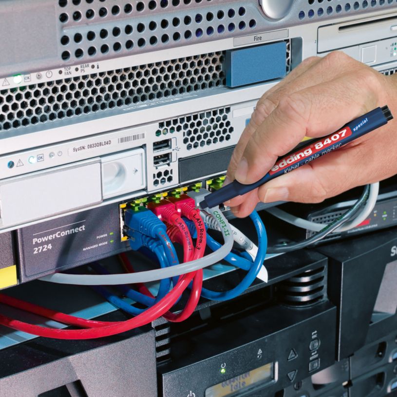 4004764937400-Edding - Pochette de 4 Marqueurs pour Câble e-8407 Assortis - Pointe fine 0,3 mm--4