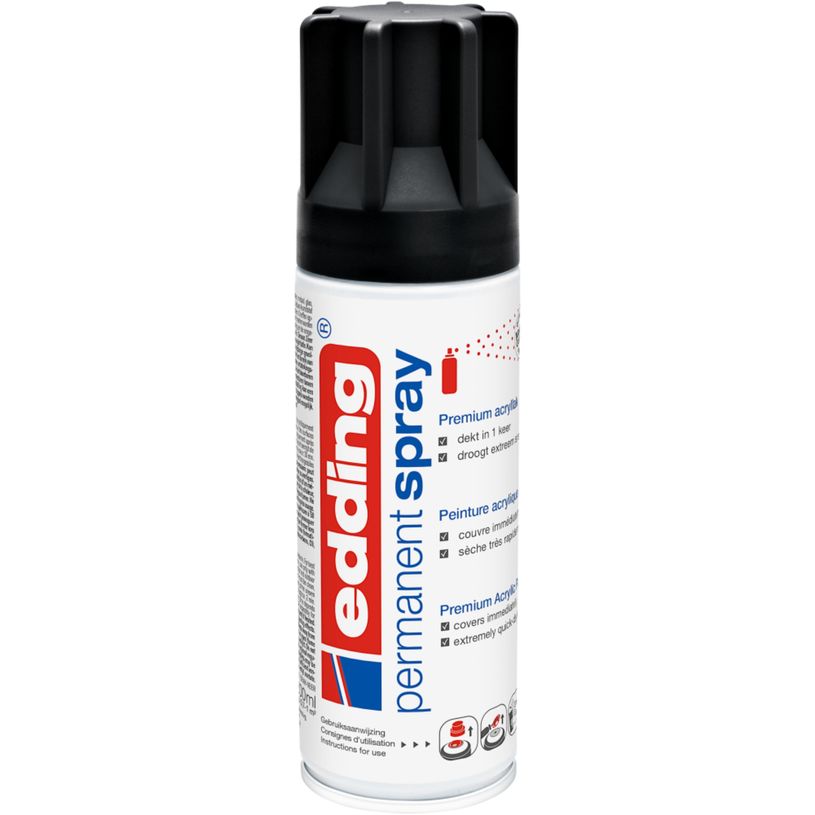 4004764966790-Edding - Peinture acrylique en Aérosol e-5200 Noir foncé Mat - Spray 200 ml--0