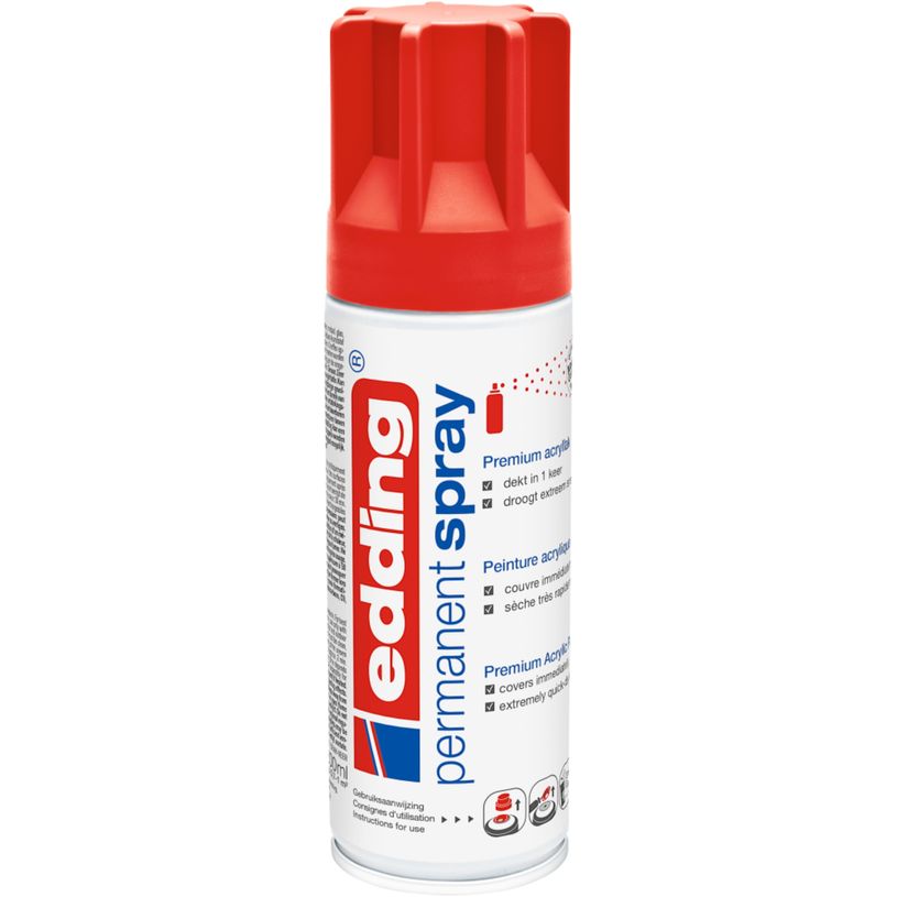 4004764966813-Edding - Peinture acrylique en Aérosol e-5200 Rouge trafic Mat - Spray 200 ml--0