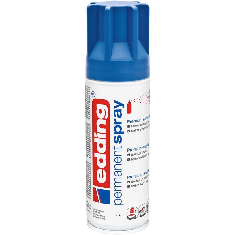 4004764966844-Edding - Peinture acrylique en Aérosol e-5200 Bleu gentiane Mat - Spray 200 ml--0