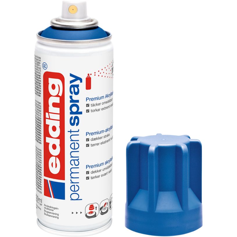4004764966844-Edding - Peinture acrylique en Aérosol e-5200 Bleu gentiane Mat - Spray 200 ml--1