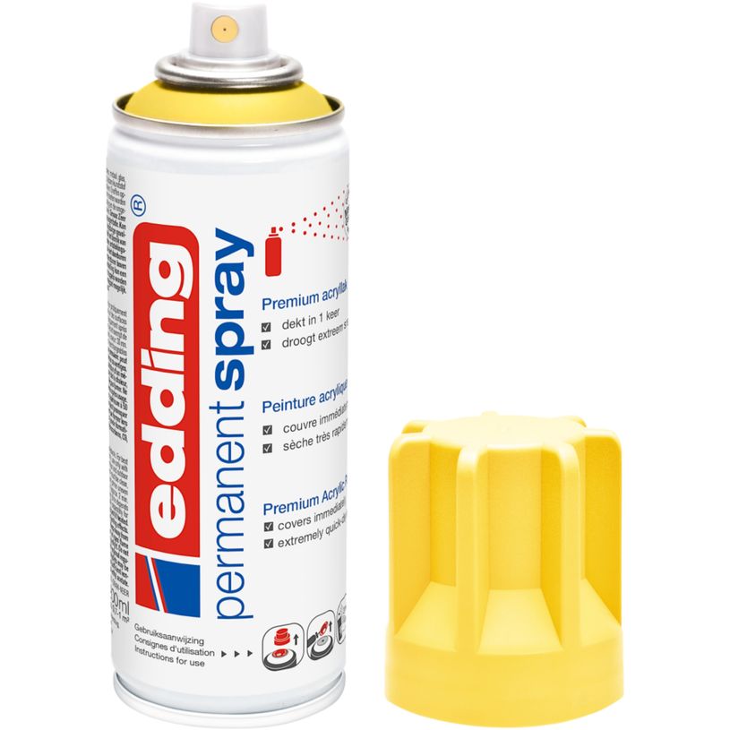 4004764966882-Edding - Peinture acrylique en Aérosol e-5200 Jaune trafic Mat - Spray 200 ml--1