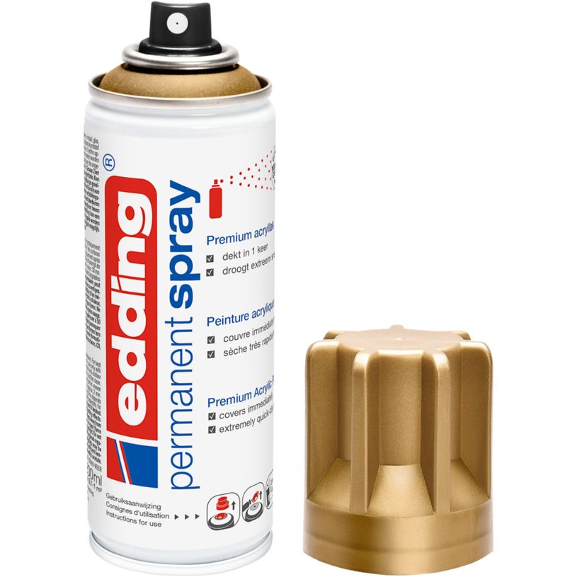 4004764967278-Edding - Peinture acrylique en Aérosol e-5200 Or précieux Mat - Spray 200 ml--1
