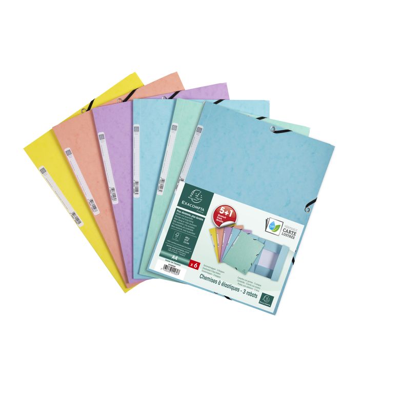 3130638555607-Exacompta Aquarel - 6 Chemises à rabats - A4 - couleurs assorties-P_405110144_1-0