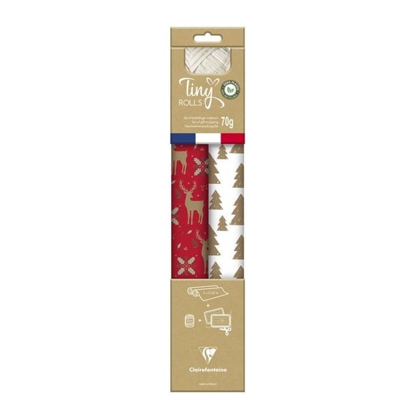 3329682238875-Clairefontaine - Set d'emballage cadeaux rouge/blanc - Tiny Rolls-P_405110148_1-0