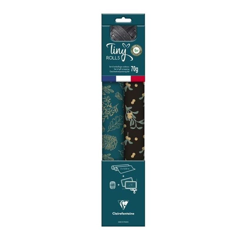 3329682238899-Clairefontaine - Set d'emballage cadeaux noir/bleu - Tiny Rolls-P_405110150_1-0