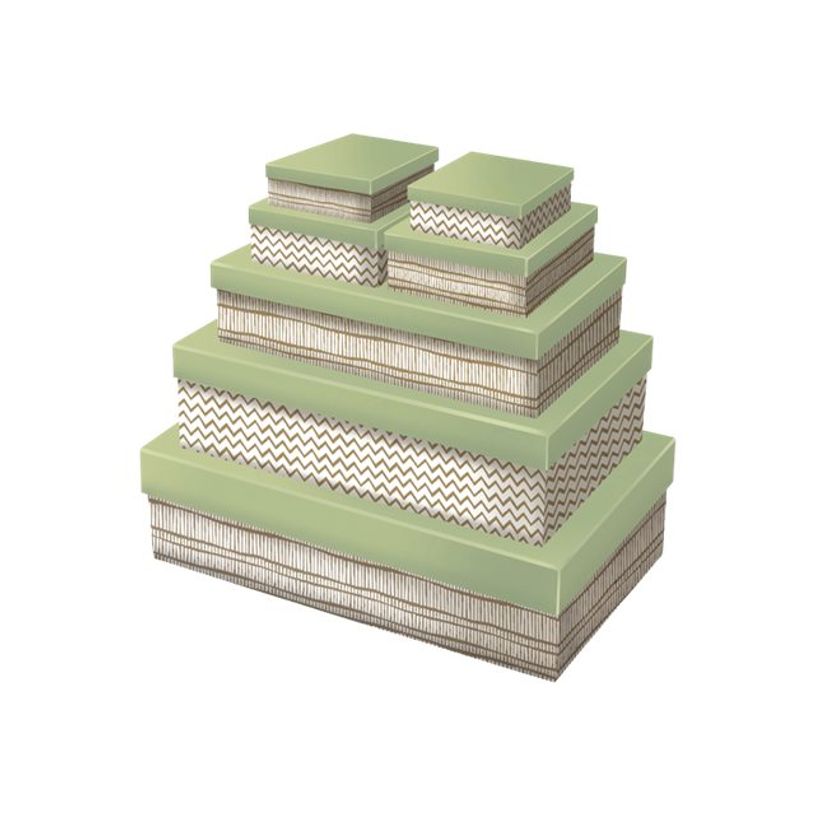 5033601514039-Clairefontaine Instinct - 7 Boîtes cadeau rectangulaires - 39 x 30 x 11 cm - blanc/vert d-P_405110196_1-0