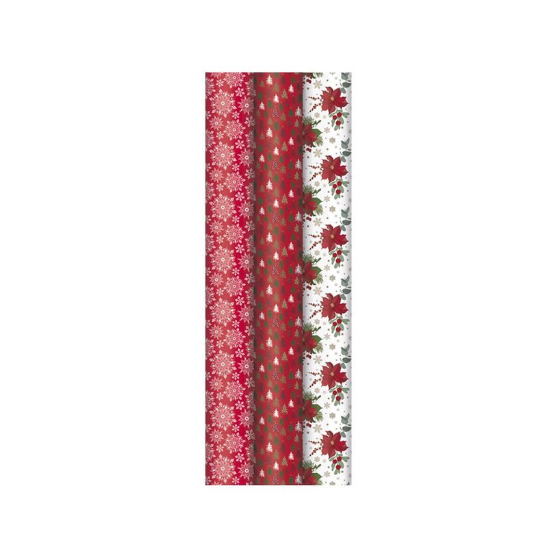 Rouleau Papier Cadeau 'Tiny Roll' Clairefontaine - Motif Dalécarlie Blanc, 50m X 35cm, Papier Kraft 70g, Fabriqué En France