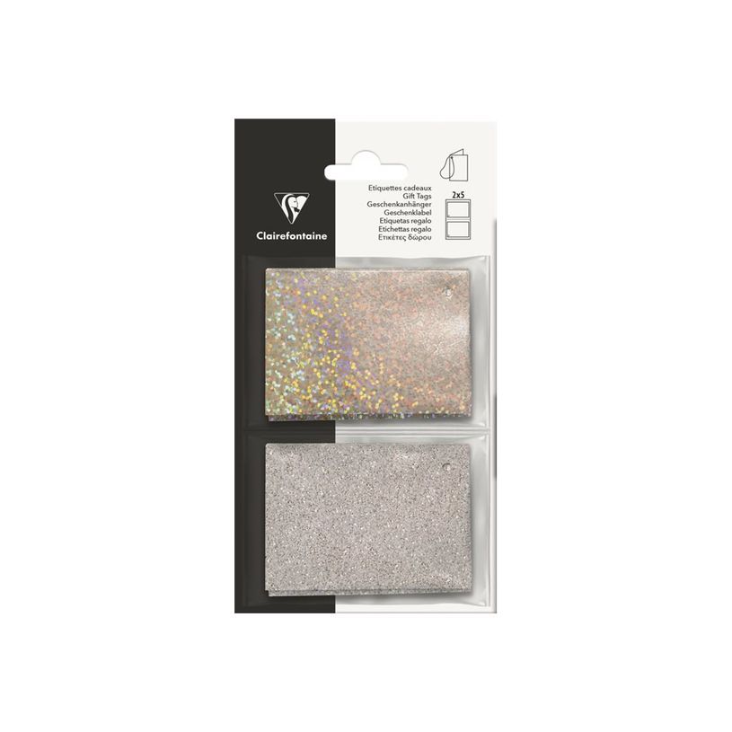 3329686170690-Clairefontaine - 10 Étiquettes cadeau - paillettes argentées/holographique - 8 x 16 cm-P_405110251_2-1