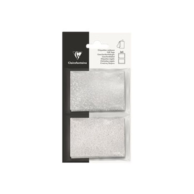 3329686170720-Clairefontaine - 10 Étiquettes cadeau - paillettes blanches/holographique - 8 x 16 cm-P_405110254_4-2