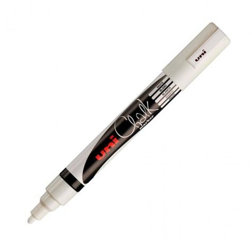 3296280045160-UNI CHALK - 4 Marqueurs craie pointe fine avec 8 modèles à reproduire offerts - couleurs chaude - blanc, or-P_405110269_9-8