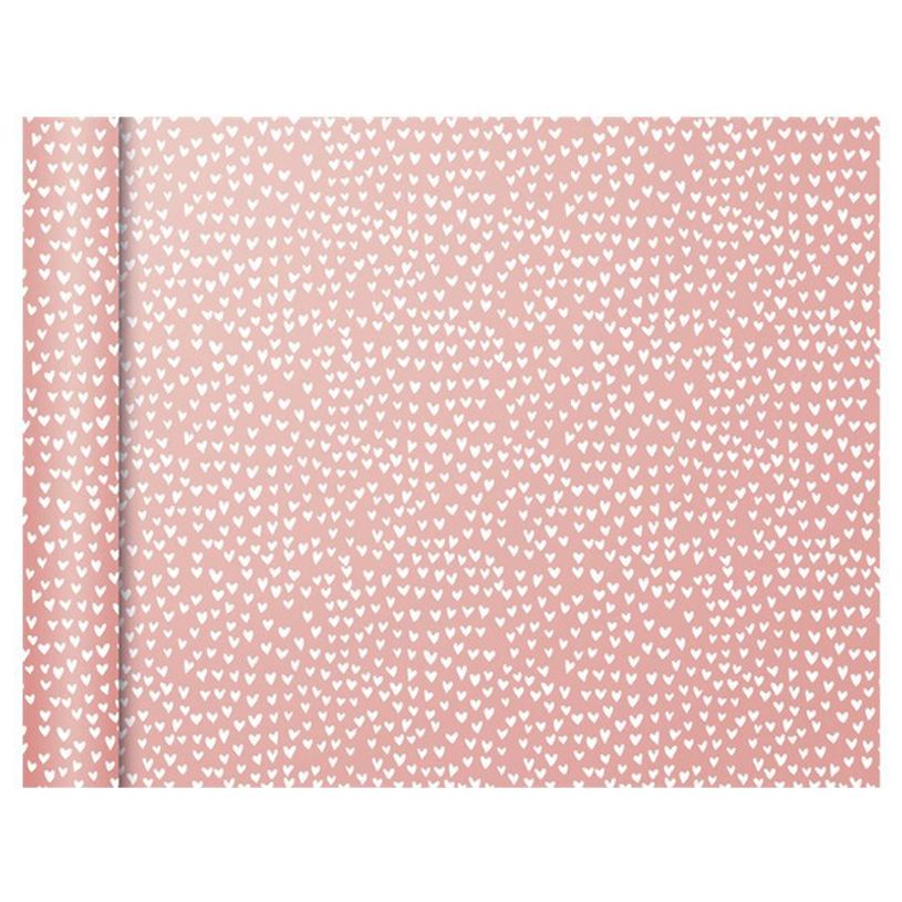 3329682238622-Clairefontaine Excellia Tiny Rolls - Papier cadeau cœurs fond rose - 35 cm x 5 m - 80 g/m-P_405110278_1-0
