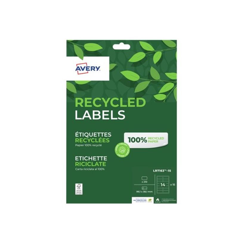 5014702144011-Avery - 210 Étiquettes recyclées blanches - 99,1 x 38,1 mm - Impression laser ou jet d'e-P_405110770_1-2