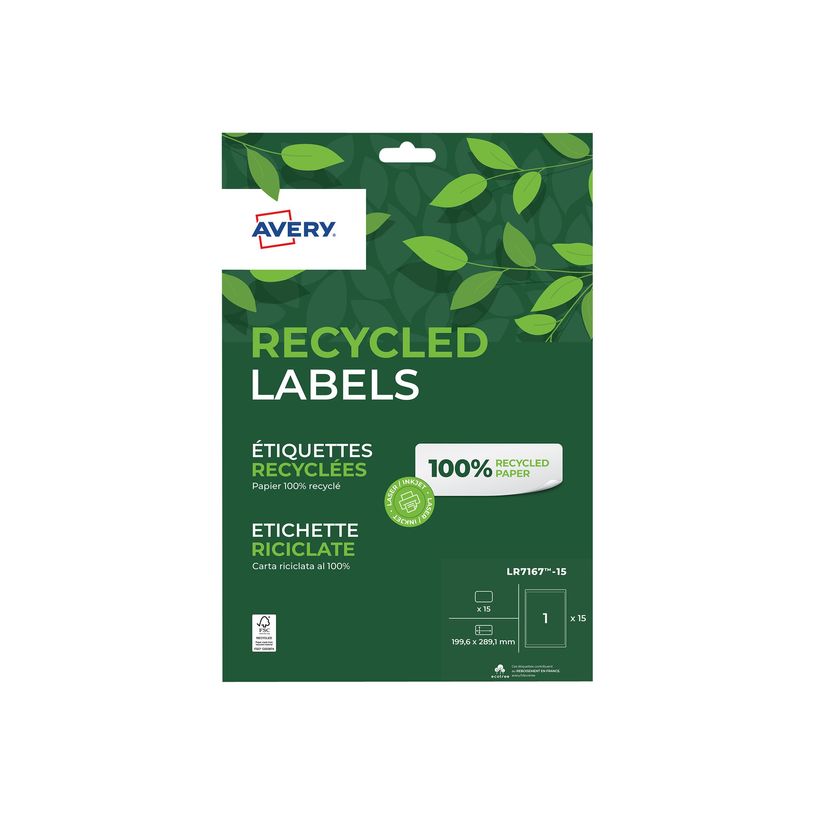 5014702144073-Avery - 15 Étiquettes recyclées blanches - 199,6 x 289,1 mm - Impression laser ou jet d'-P_405110773_1-1