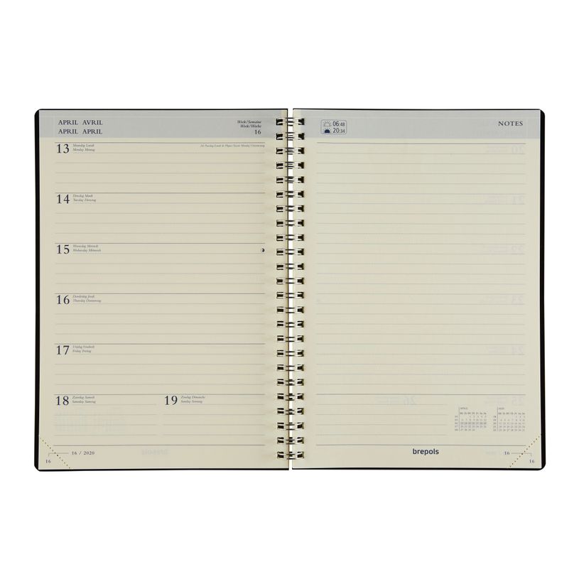 5412303374712-Agenda à spirale Polyprop 16 mois - 1 semaine par page et notes - 15 x 21 cm - noir - Brepols--1