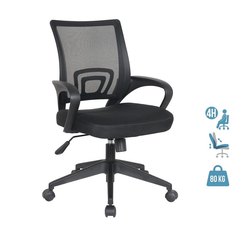 404051110174-Fauteuil de bureau FELUCCA - accoudoirs fixes - noir-P_405111017_1-0